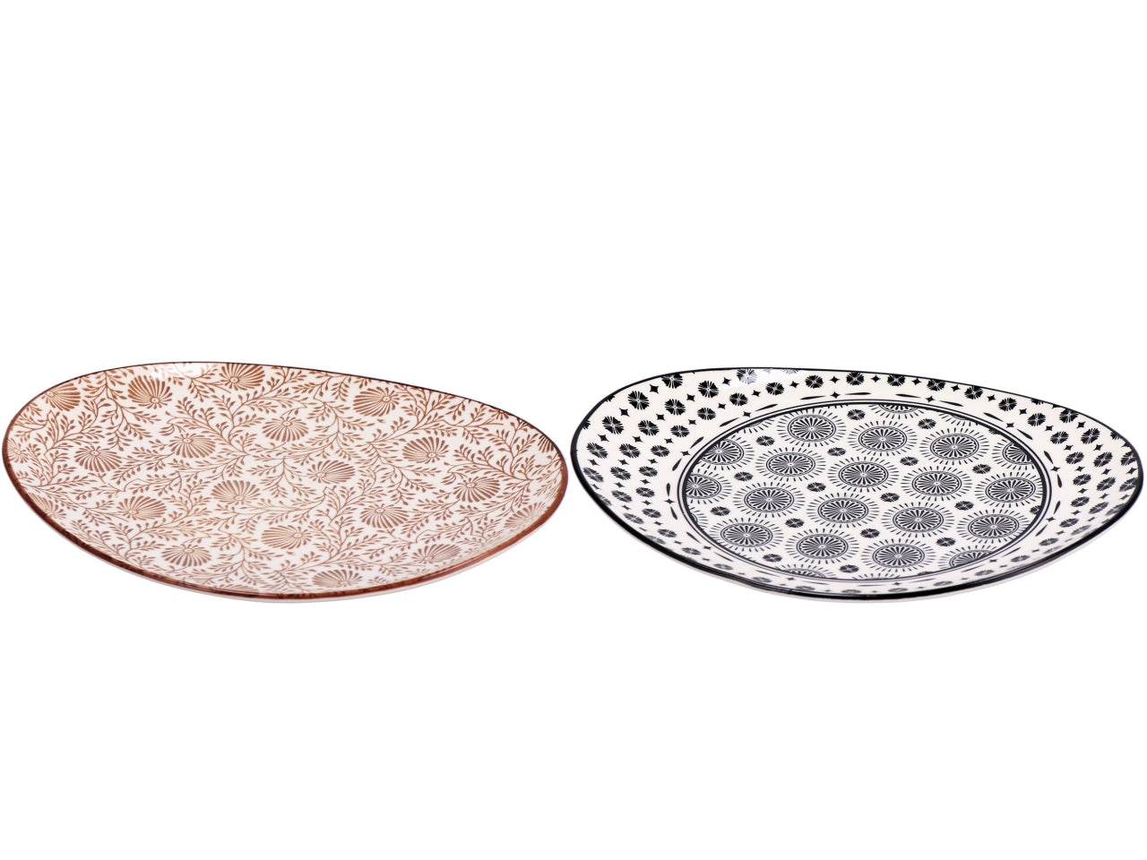 Piatto in ceramica tricy 28x22cm 2 decorazioni assortite