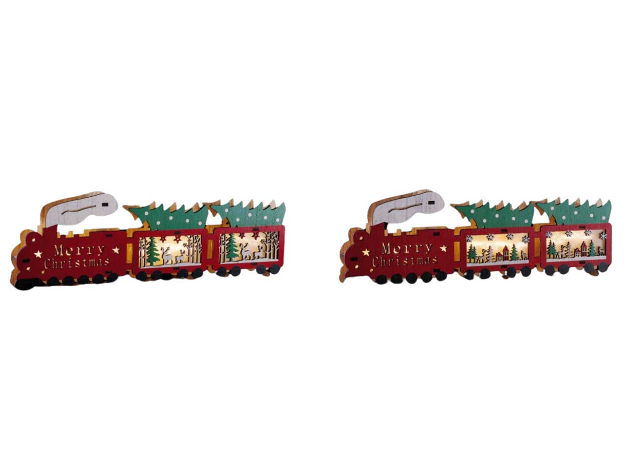 Decorazione treno natalizio con 8led in mdf cm45x40xh15