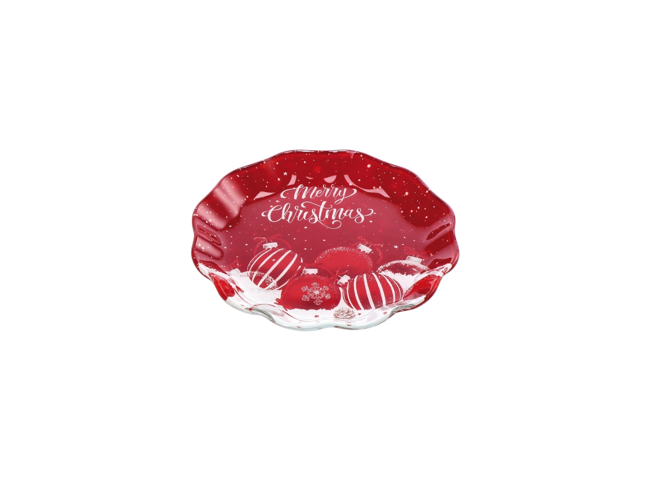 Vassoio tondo natalizio in vetro d.15xh2cm - disponibile in due assortimenti