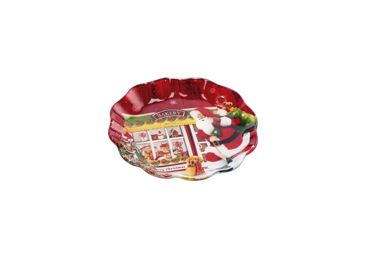 Vassoio tondo natalizio in vetro d.15xh2cm - disponibile in due assortimenti