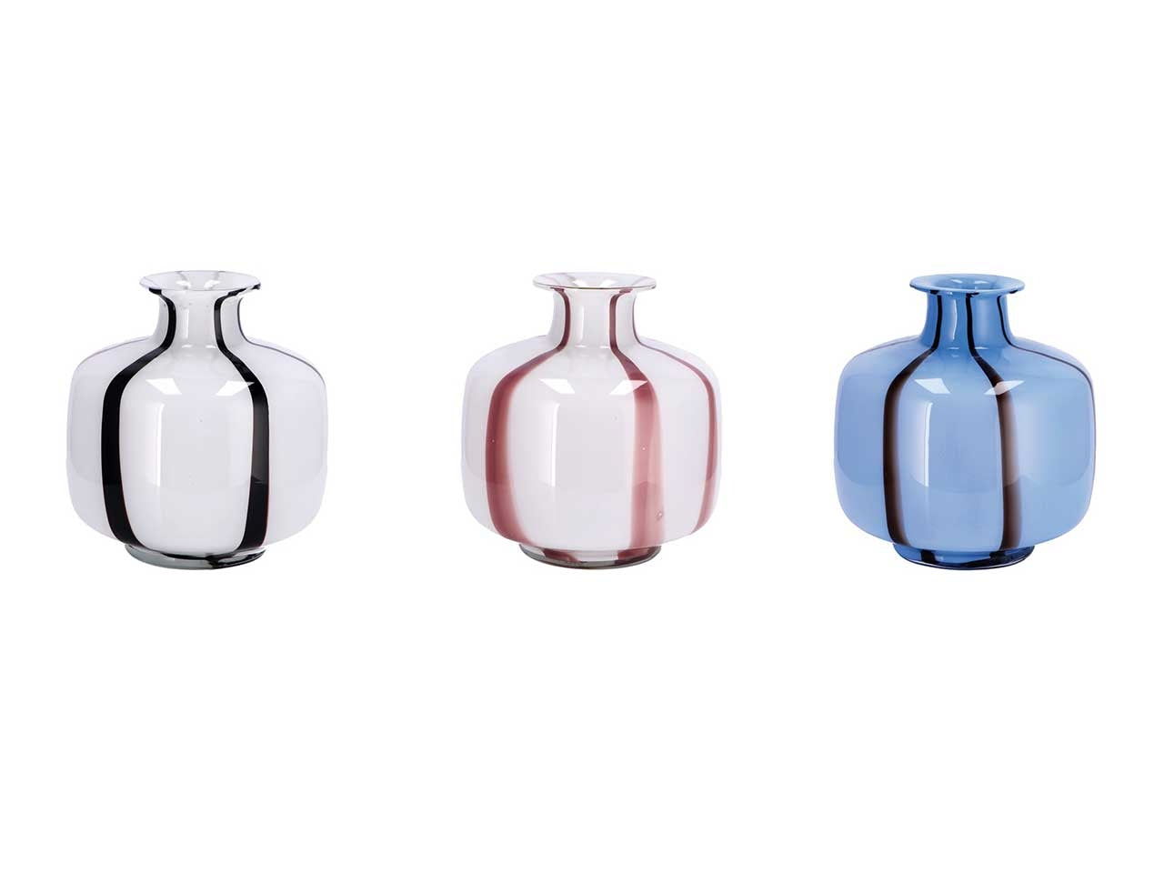 Vaso moderno in vetro 3 colori assortiti forma bottiglia rigata 20x21 cm - Star