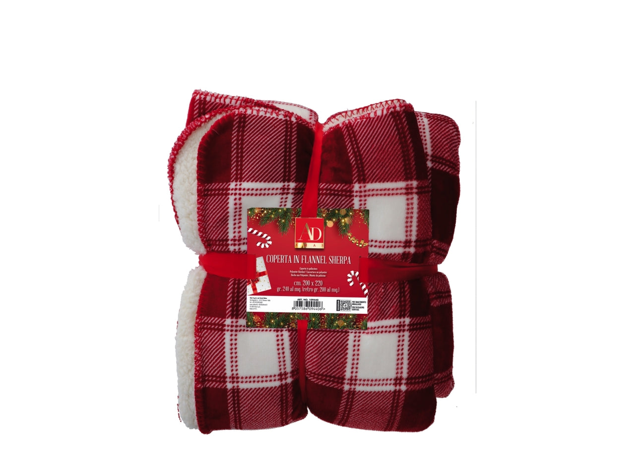 Coperta natalizia in flanella e sherpa cm200x220 - disponibile in due colori