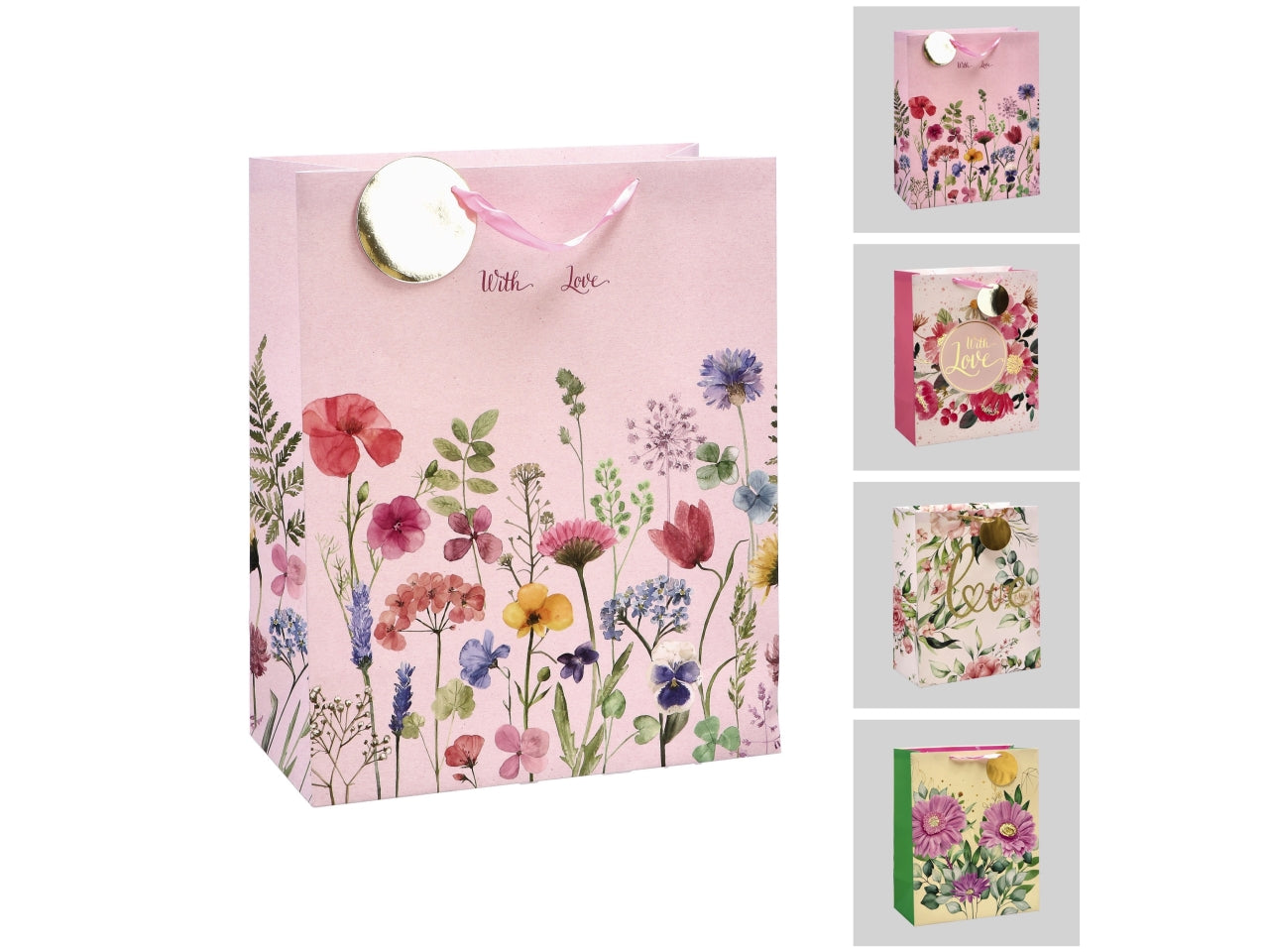 Borsa in carta 41x21xh.50cm 4 decori assortiti