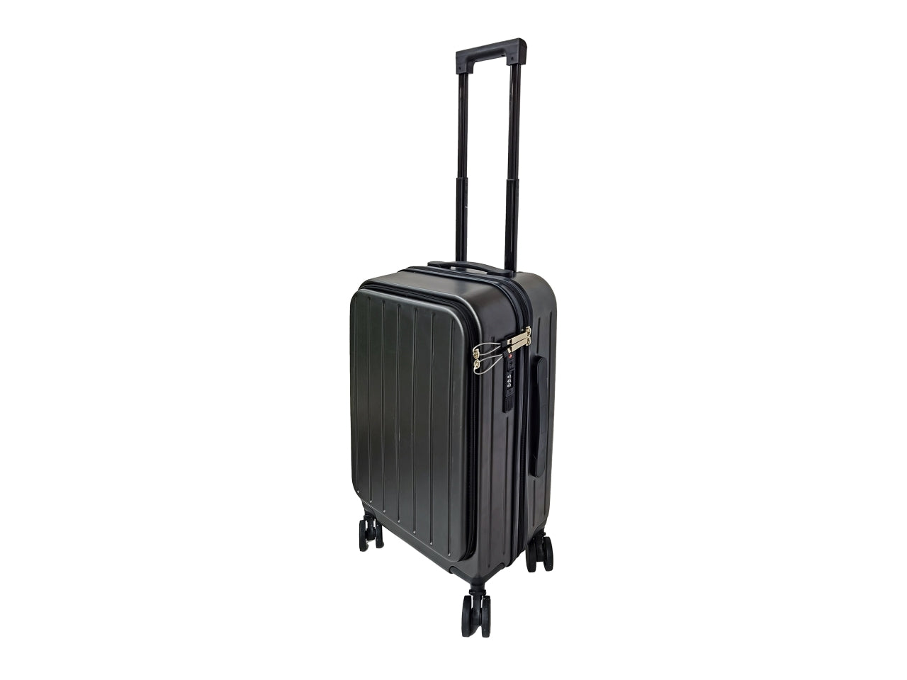 Trolley rigido grigio scuro 36l 4 ruote in abs, chiusura tsa, portabicchiere e ricarica usb e usb-c 35x23x56 cm - AD Trend