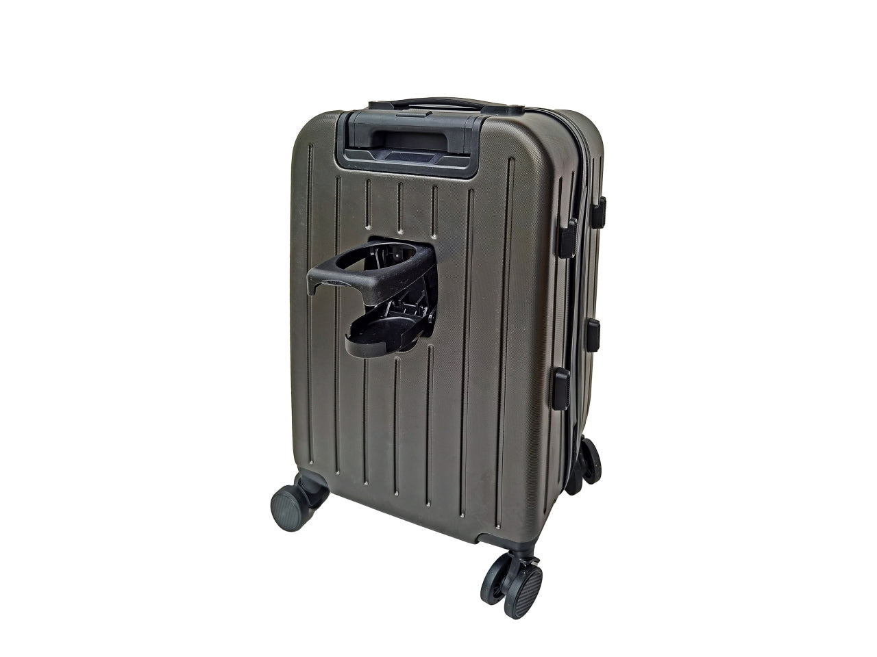Trolley rigido grigio scuro 36l 4 ruote in abs, chiusura tsa, portabicchiere e ricarica usb e usb-c 35x23x56 cm - AD Trend