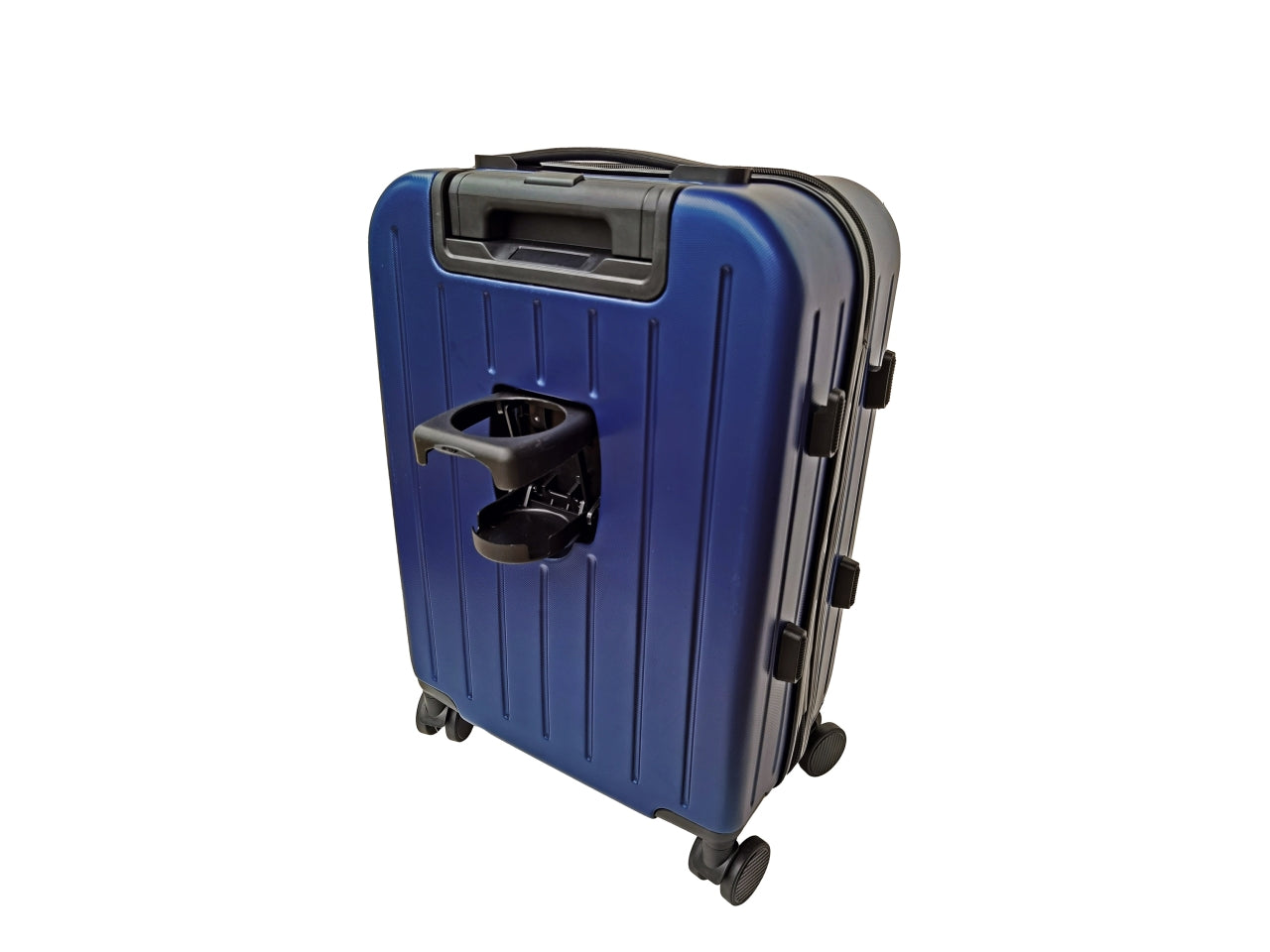 Trolley rigido blu 36l 4 ruote in abs, chiusura tsa, portabicchiere e ricarica usb e usb-c 35x23x56 cm - AD Trend