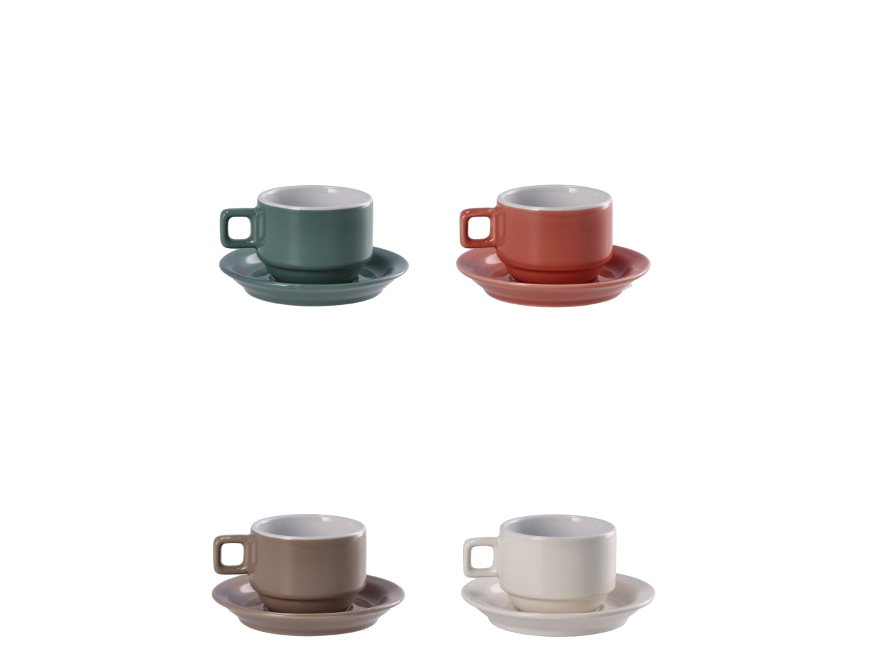 Servizio da caffe in ceramica coen per 6 persone 4 colori assortiti