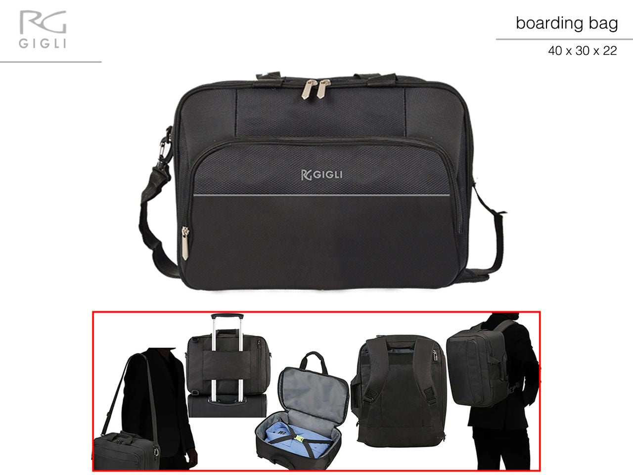 Romeo gigli borsone/zaino nero 40x30x22cm