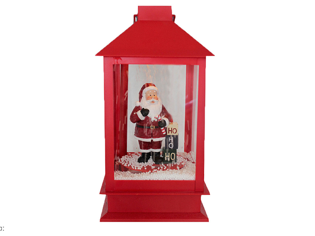 Lanterna colore rosso con babbo natale misura 15x15x32cm con luci movimento e musica