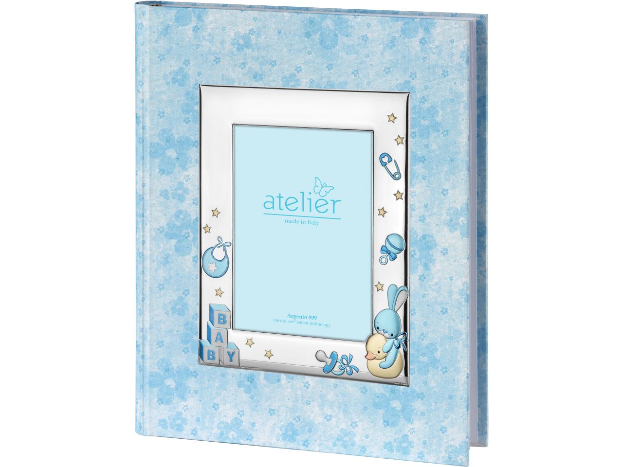 Album 20x25cm portafoto 9x13cm con paperella e coniglio celeste