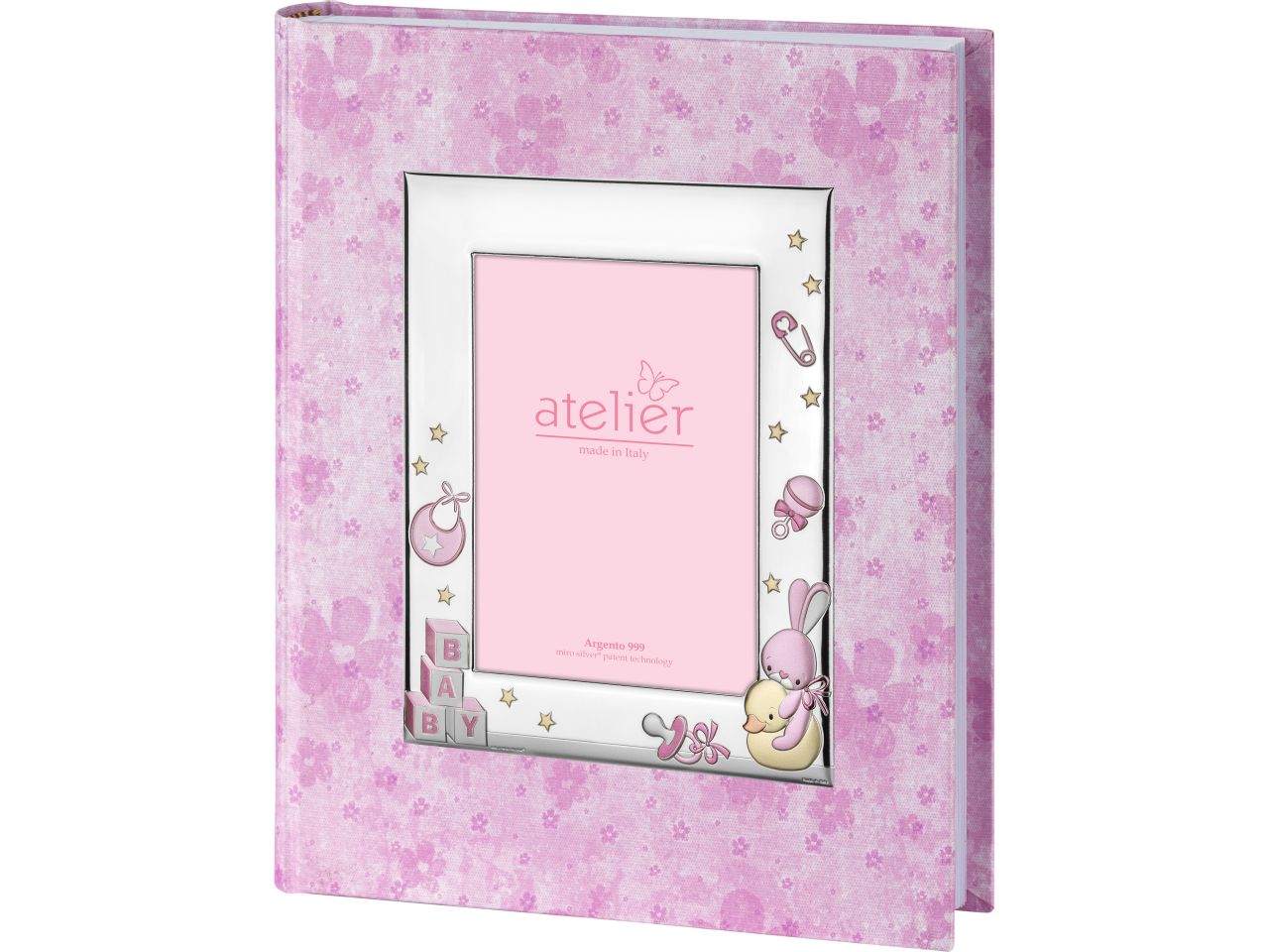 Album 20x25cm portafoto 9x13cm con paperella e coniglio rosa