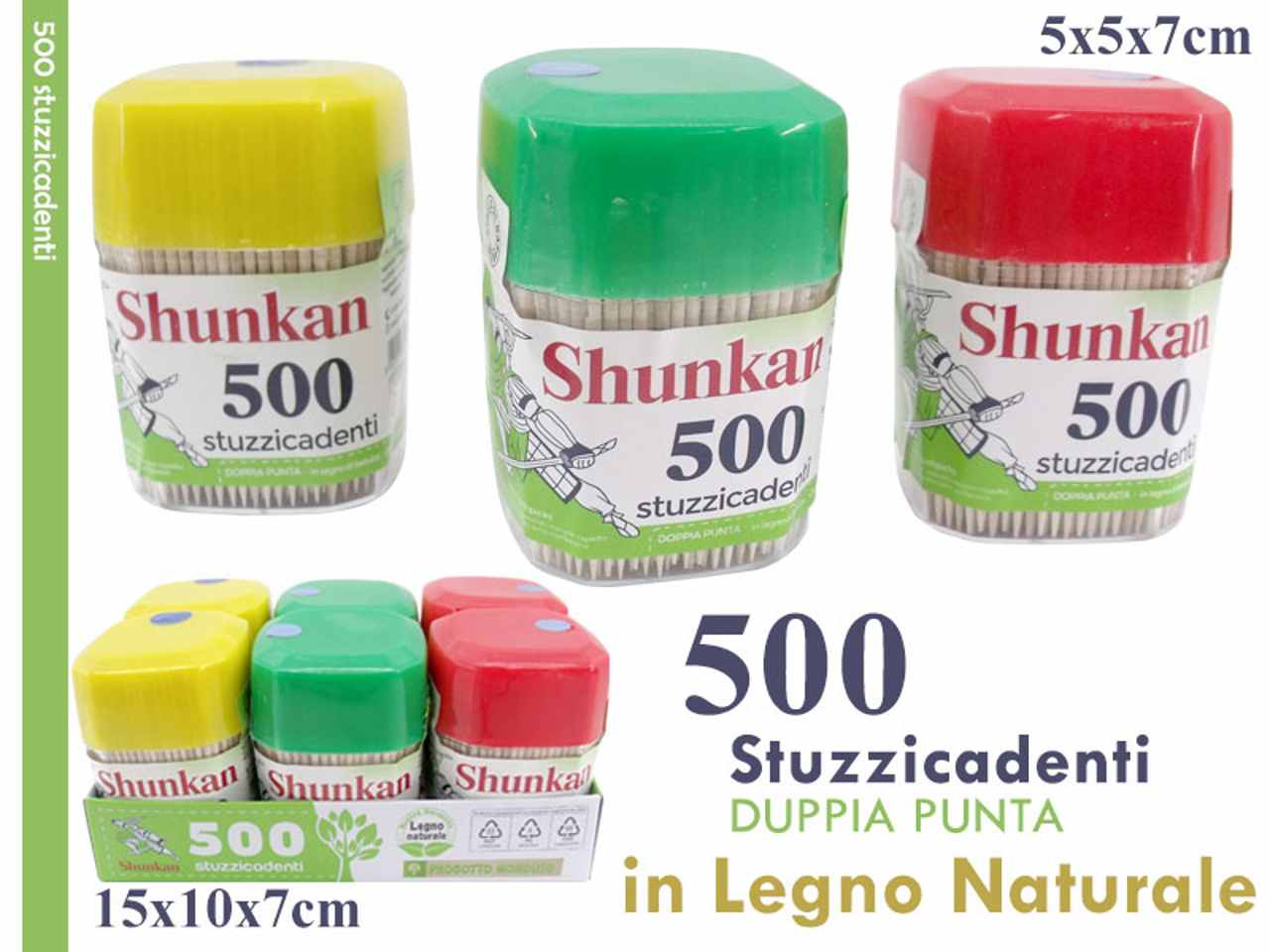 Stuzzicadenti in barattolo colorato con 500 pezzi