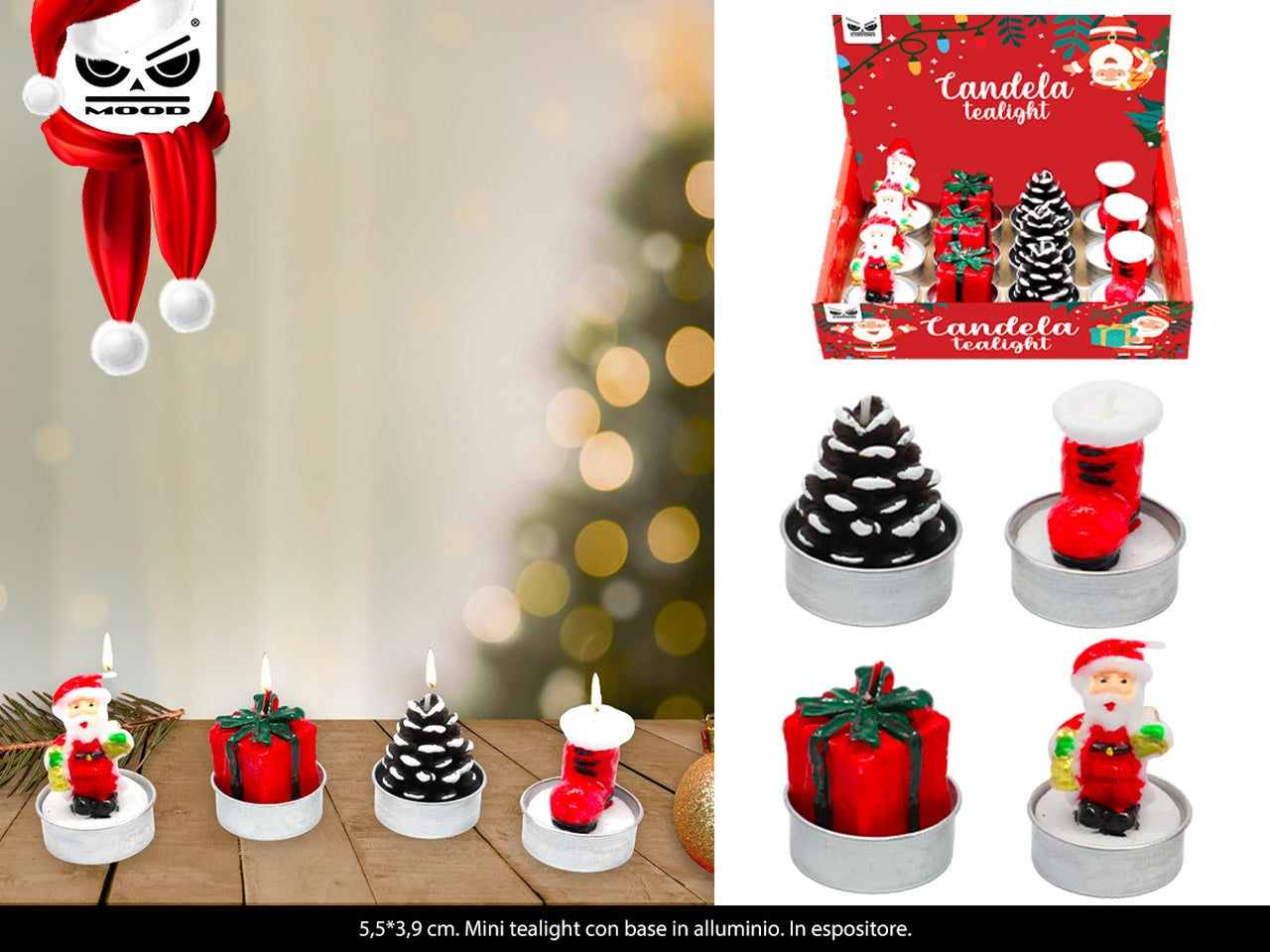 Candela tealight design natalizio