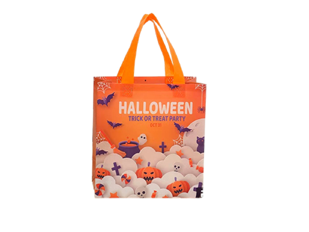 Shopper in tessuto plastificato riutilizzabile halloween 23x22x11cm