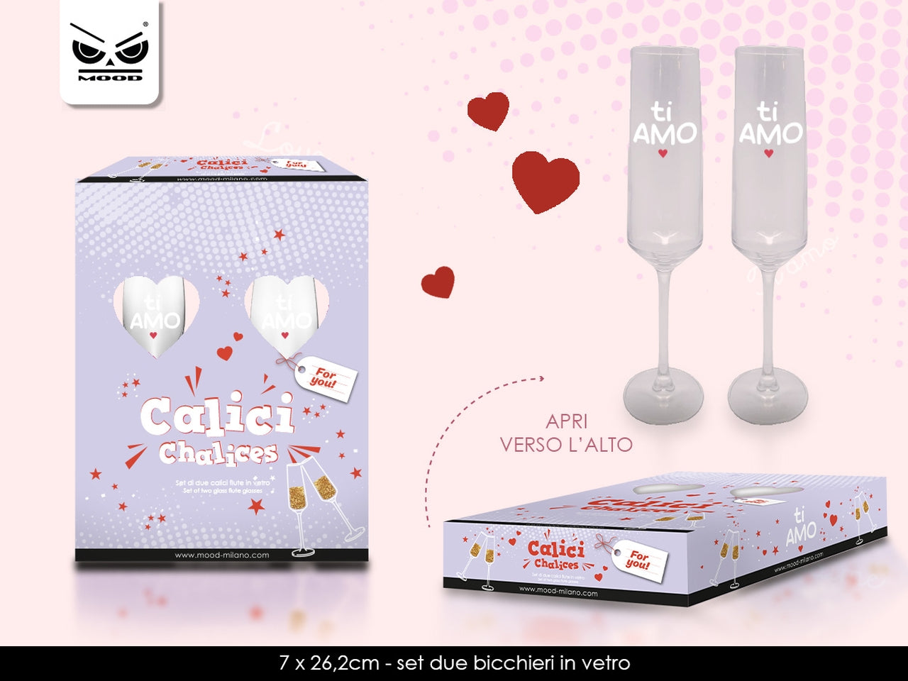 Bicchieri champagne ti amo set da 2 bicchieri