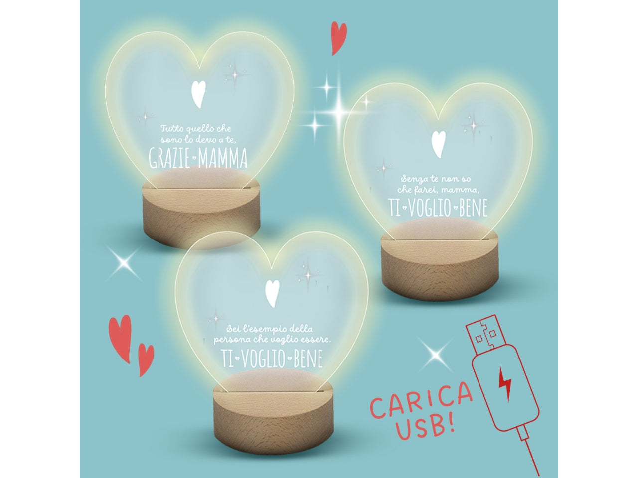Lampada plexy cuore mamma