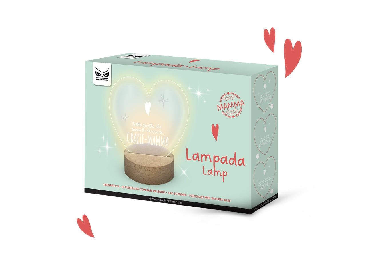 Lampada plexy cuore mamma