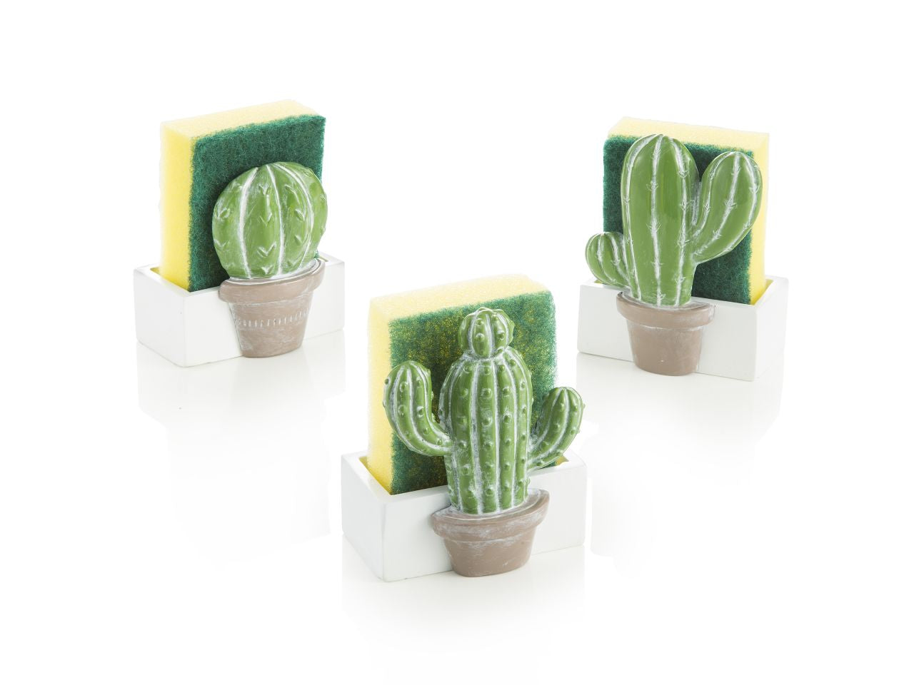Portaspugna resina cactus 3 varianti assortite
