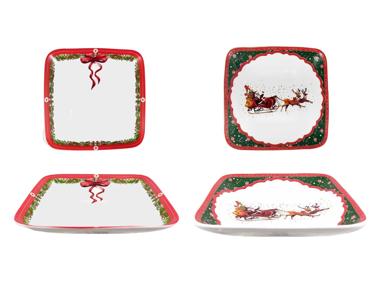 Vassoio quadrato natalizio misura 12x12cm decorato