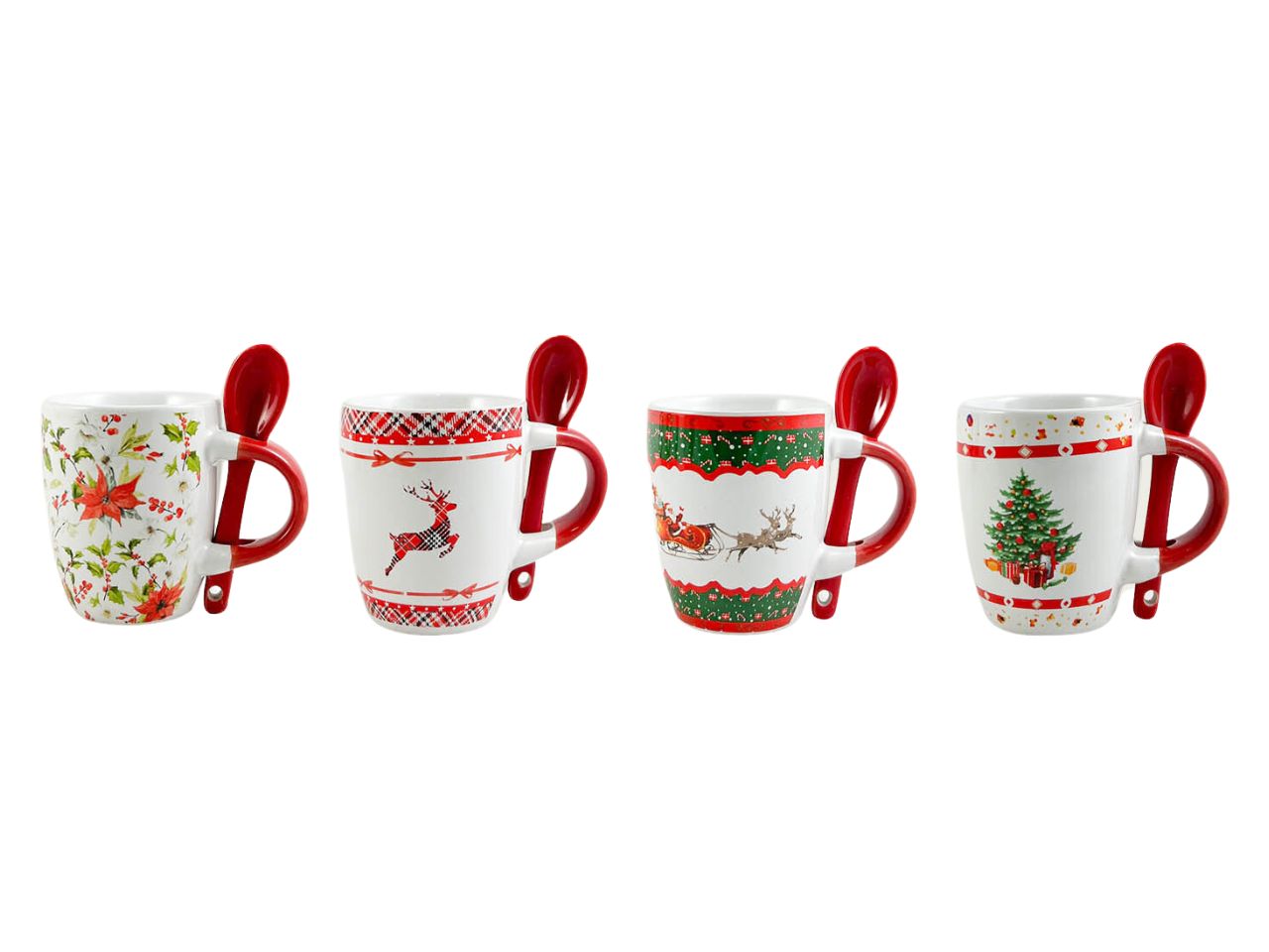 Tazza da caffe' con cucchiaino e decorazioni natalizie in ceramica