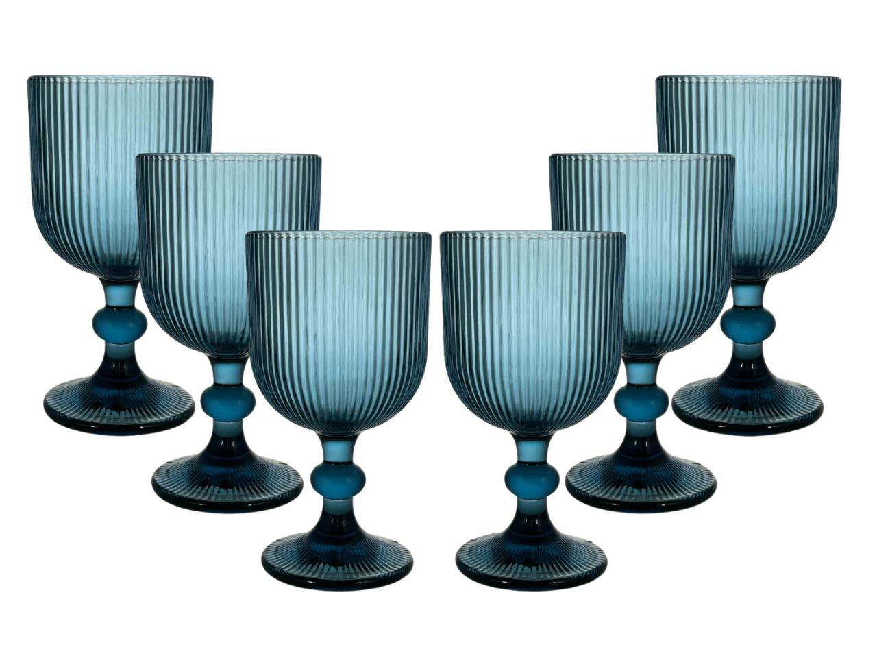 Calici vetro 360ml blu Eternity stile moderno, confezione da 6 pezzi - Arca