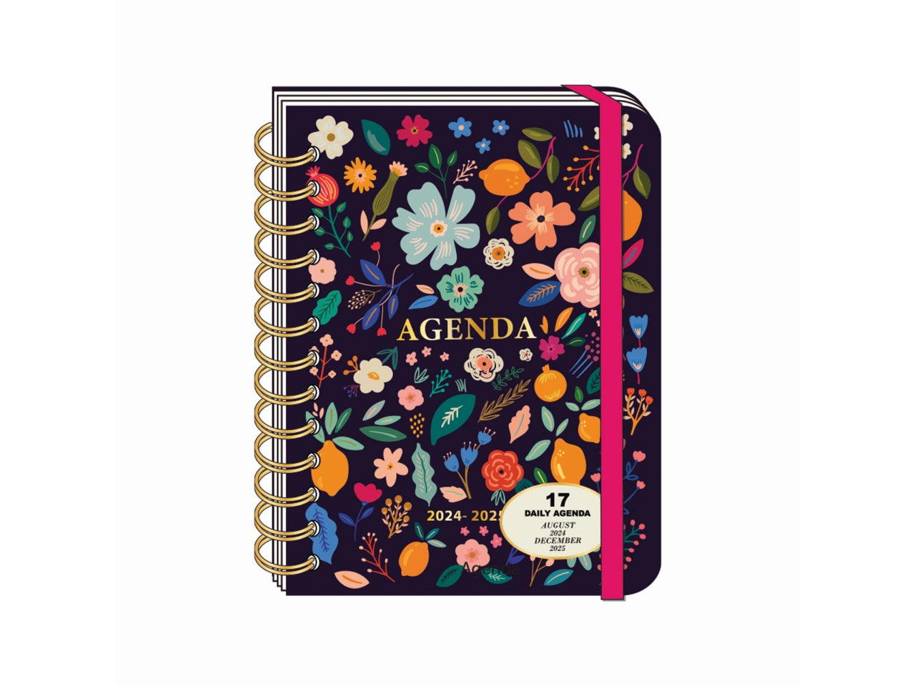 Diario Agenda 17 Mesi - Multicolor, 12,5x18,3 cm, 186 Pagine | Flower
