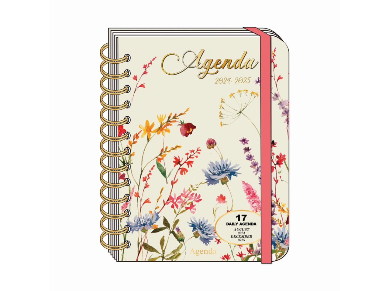 Diario Agenda 17 Mesi - Multicolor, 12,5x18,3 cm, 186 Pagine | Flower