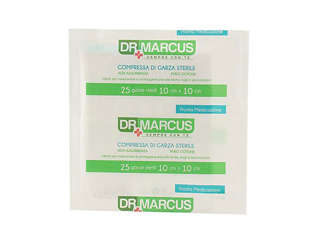 Garze sterili in cotone 10x10 cm 25 pezzi Dr. Marcus
