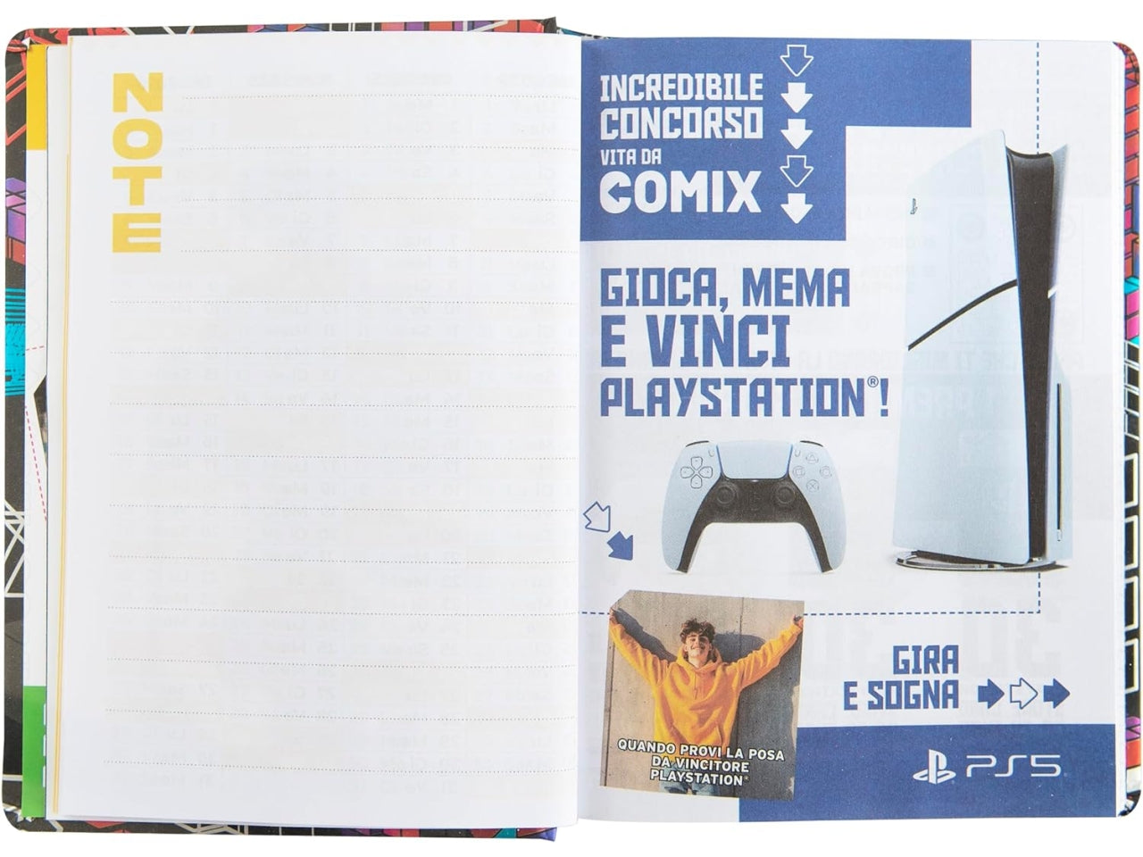 Diario scuola Comix Flash blu formato standard copertina rigida, anno 2024/25, 13x17,8 cm