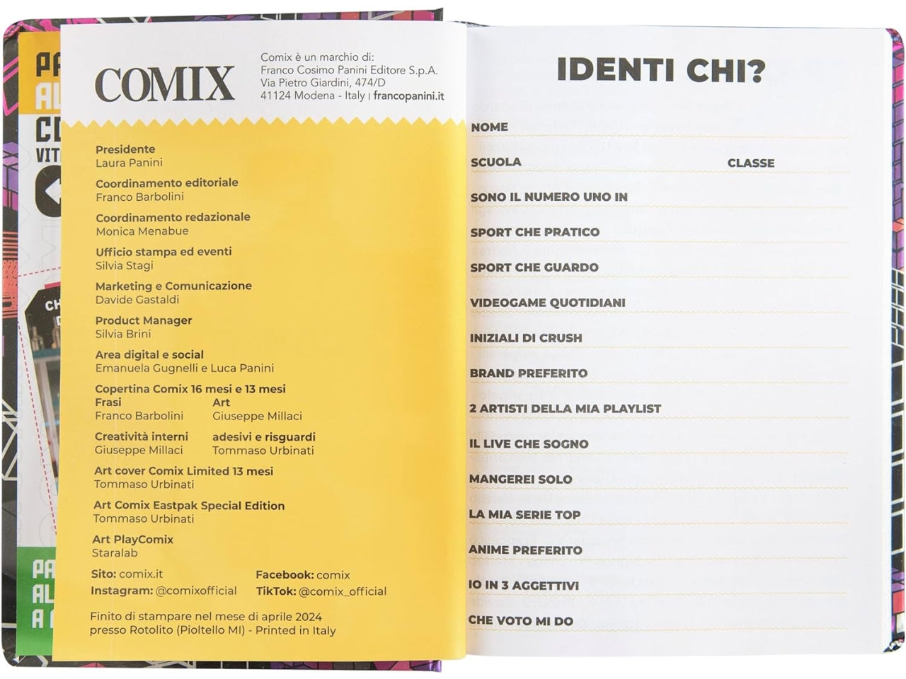 Diario scuola Comix Flash rosa formato standard copertina rigida, anno 2024/25, 13x17,8 cm