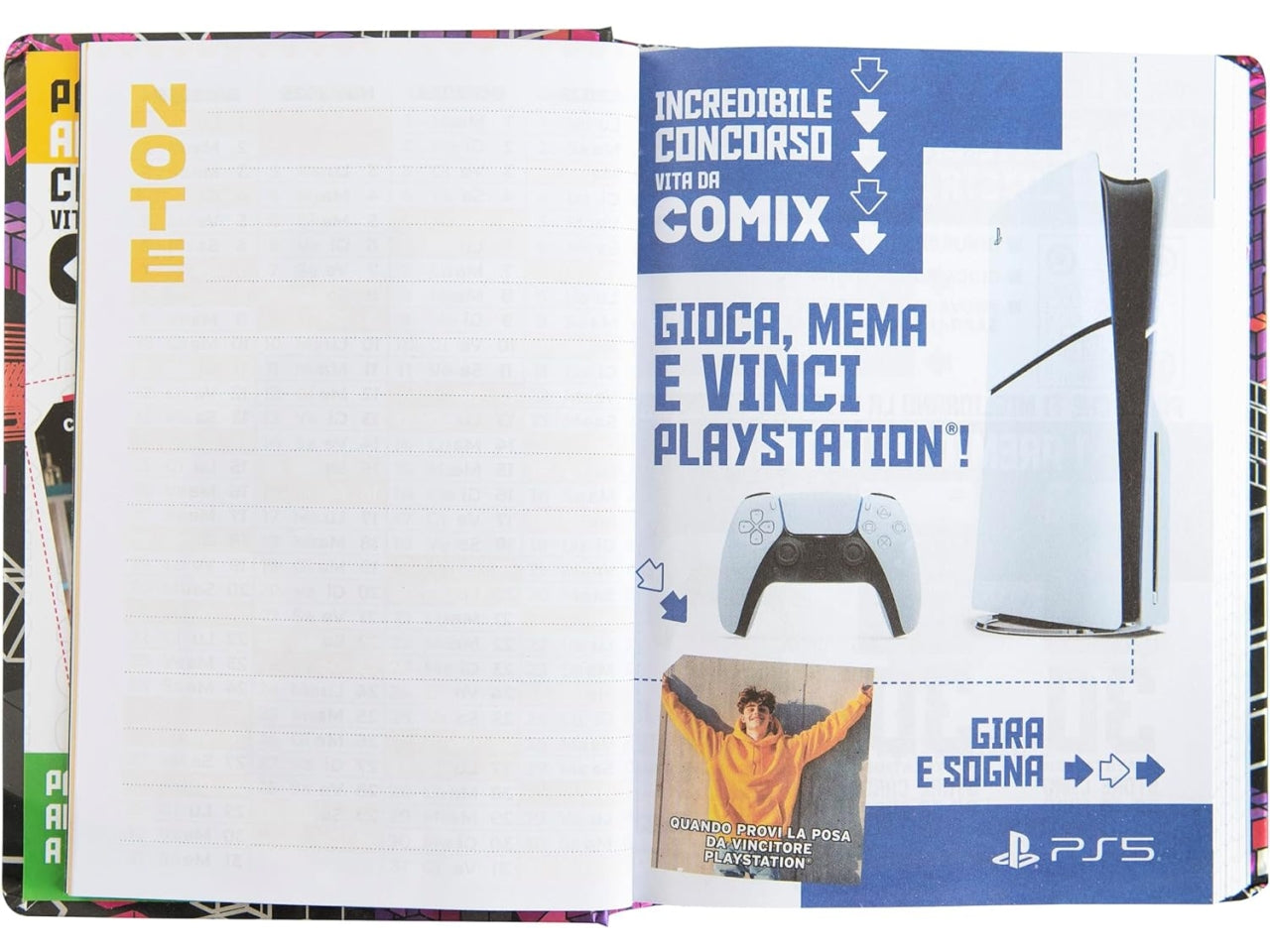 Diario scuola Comix Flash rosa formato standard copertina rigida, anno 2024/25, 13x17,8 cm