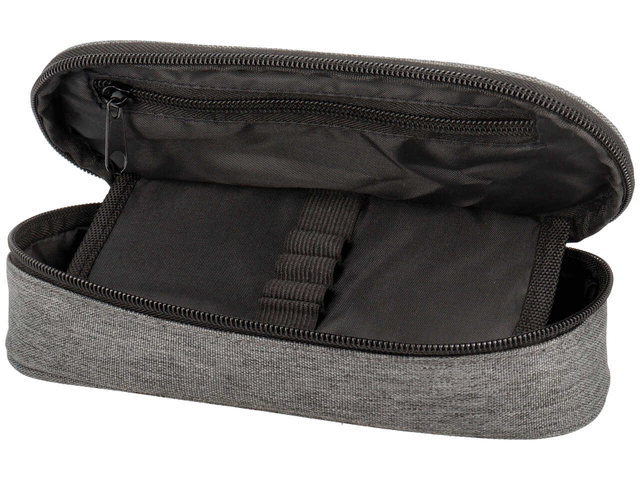 Astuccio ovale Comix grigio melange organizzato in tessuto monocolore