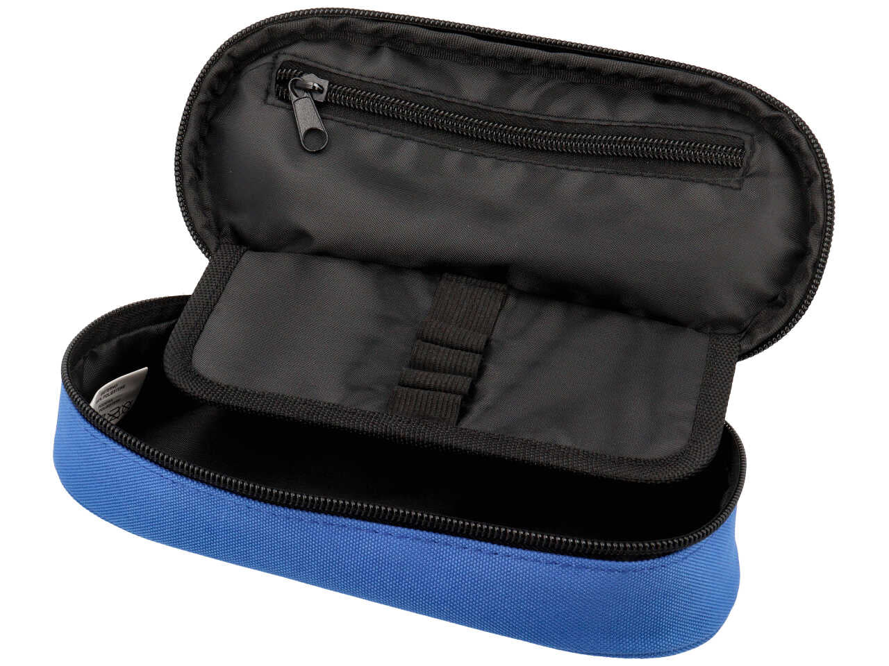 Astuccio ovale Comix azzurro organizzato in tessuto monocolore