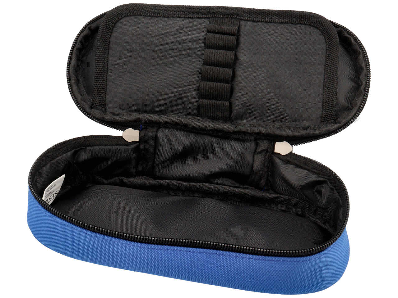 Astuccio ovale Comix azzurro organizzato in tessuto monocolore