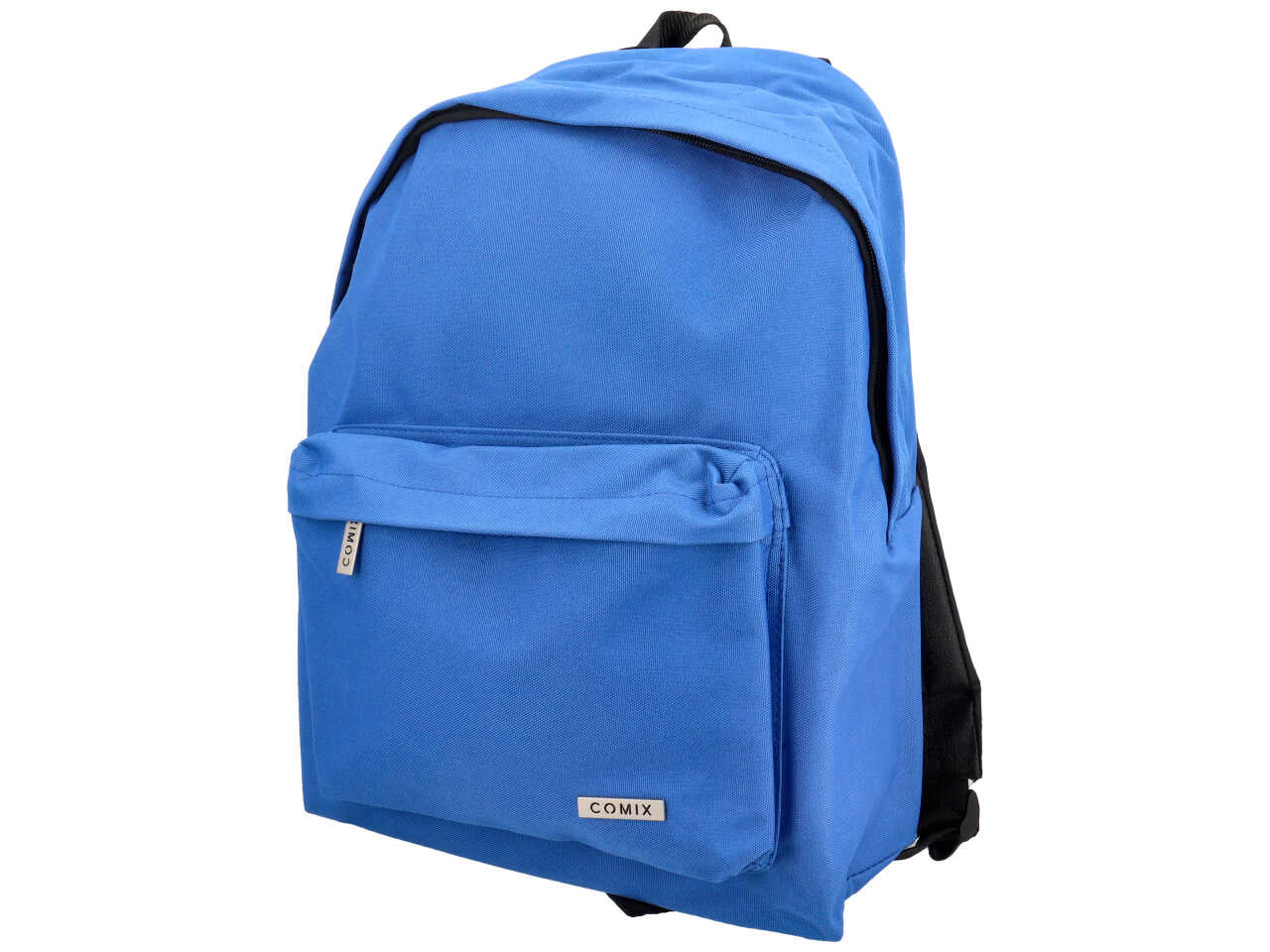 Zaino americano monocolore azzurro con tasca laterale portaborraccia, 31x42x19,5 cm - Comix