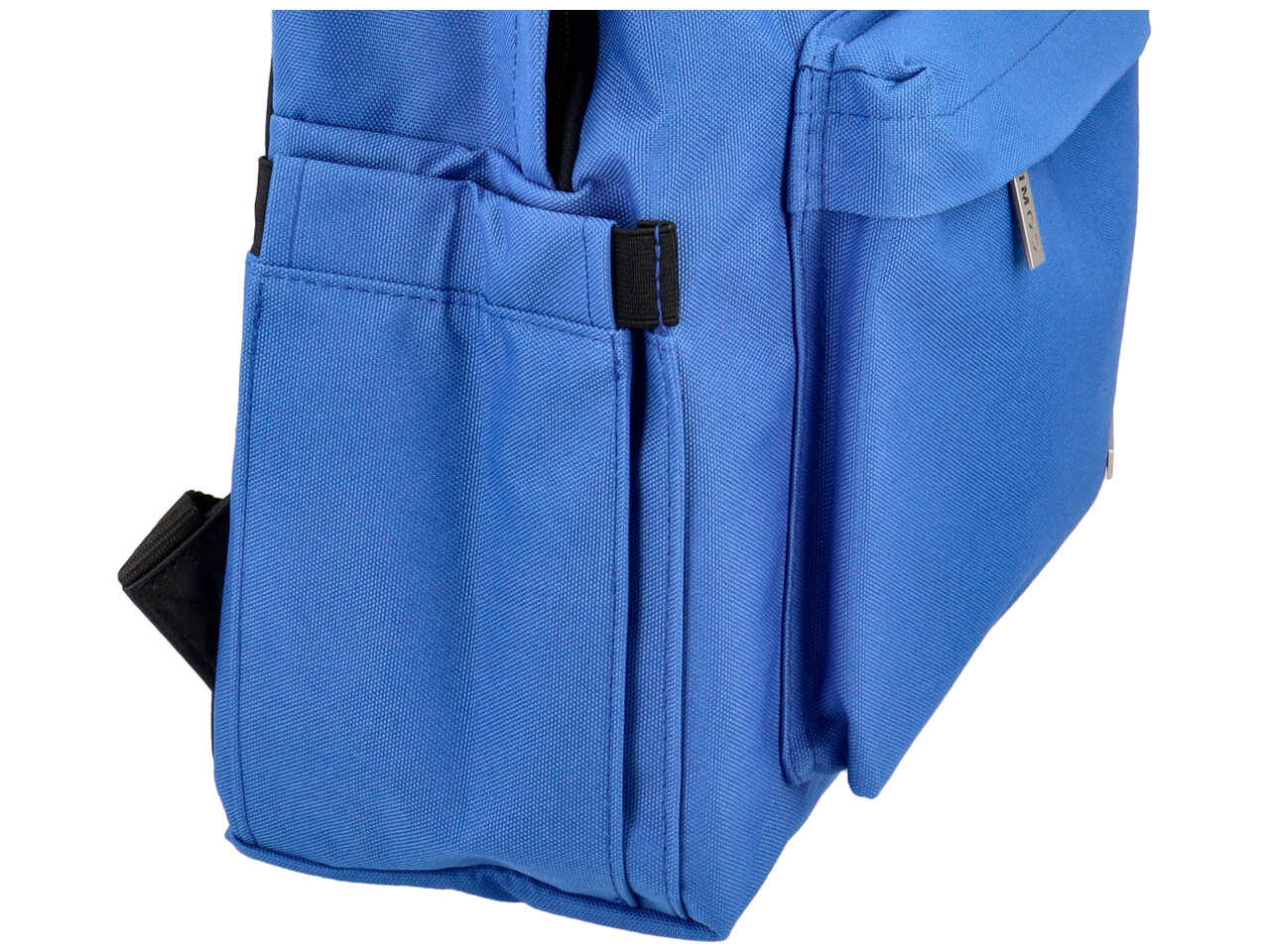 Zaino americano monocolore azzurro con tasca laterale portaborraccia, 31x42x19,5 cm - Comix