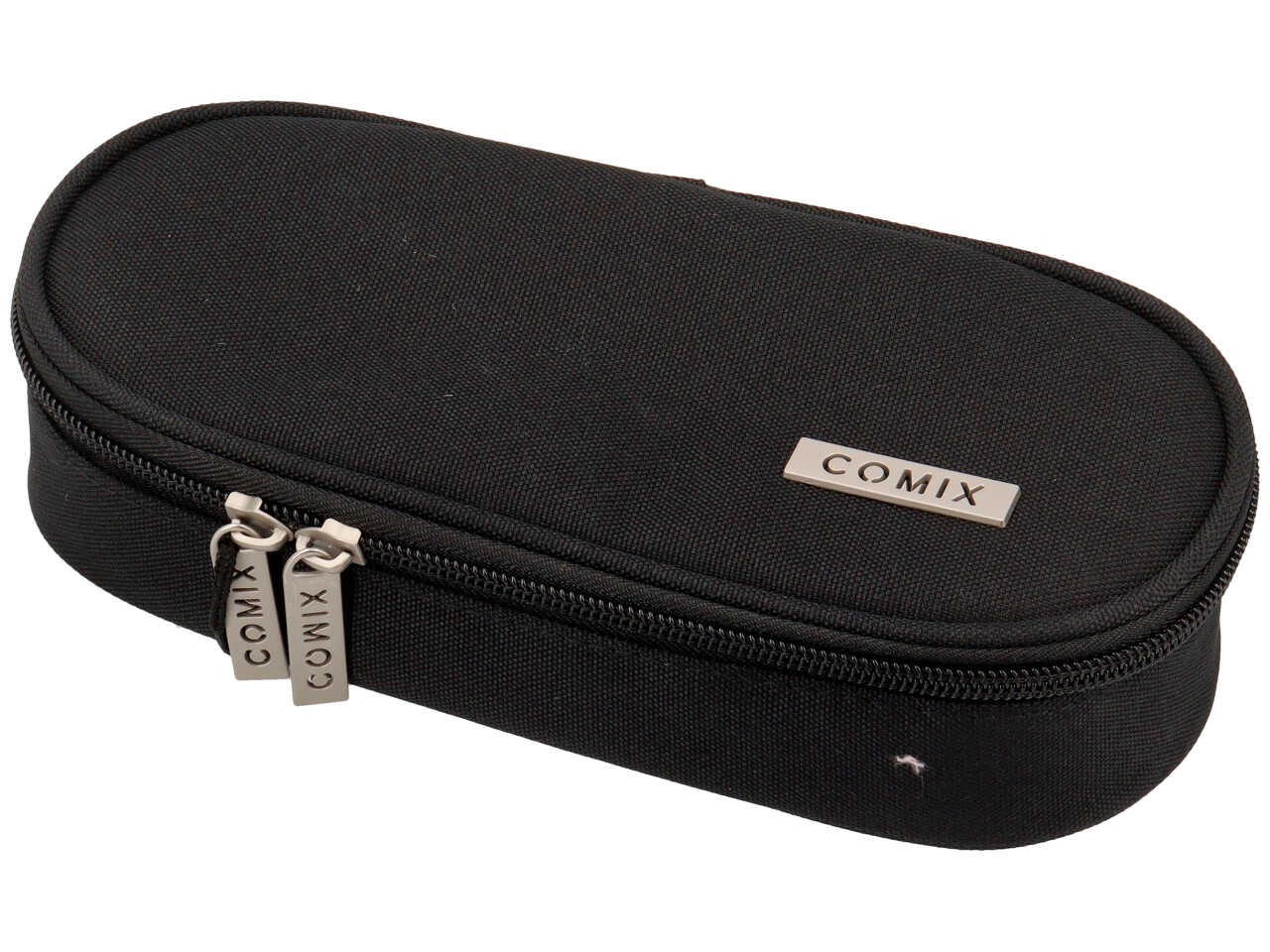 Astuccio ovale Comix nero organizzato in tessuto monocolore