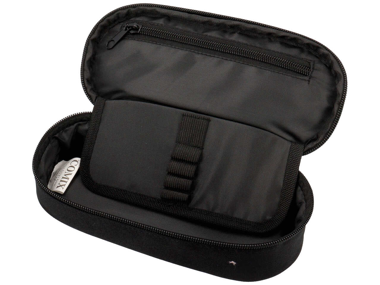 Astuccio ovale Comix nero organizzato in tessuto monocolore