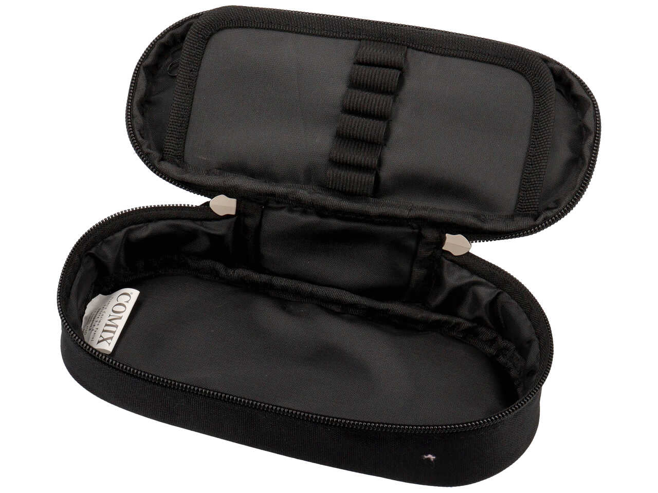 Astuccio ovale Comix nero organizzato in tessuto monocolore