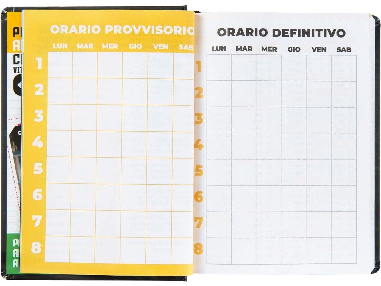 Diario agenda Comix standard 16 mesi con copertina rigida nera e bianco, anno 2024/25, 13x17,3 cm