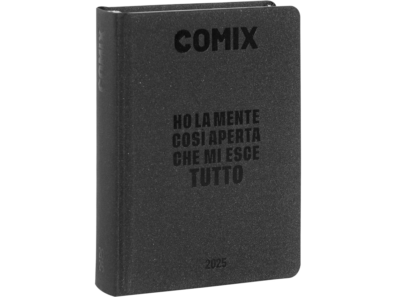 Diario agenda Comix standard 16 mesi con copertina rigida grigio scuro, anno 2024/25, 13x17,3 cm