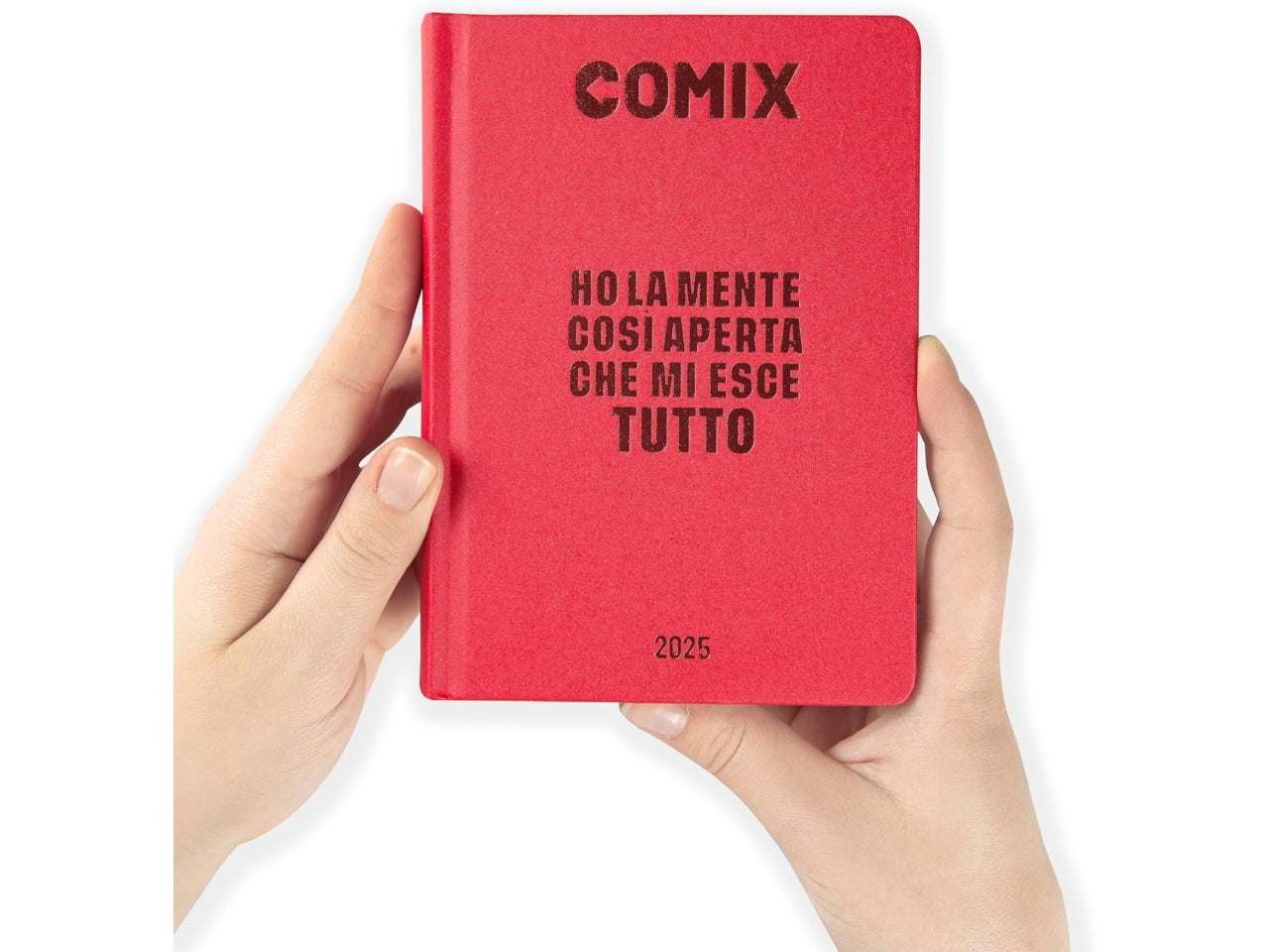 Diario agenda Comix standard 16 mesi con copertina rigida rossa, anno 2024/25, 13x17,3 cm