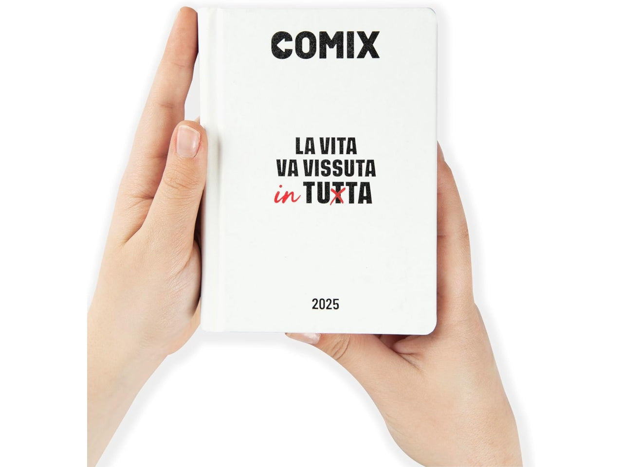 Diario agenda Comix standard 16 mesi con copertina rigida bianca, anno 2024/25, 13x17,3 cm