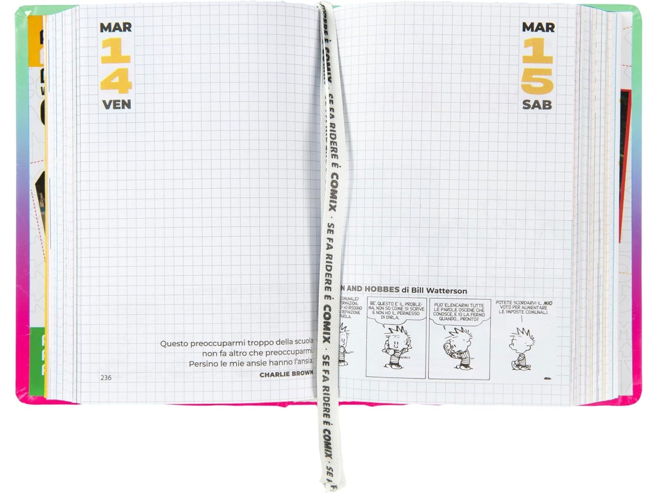 Diario agenda Comix standard 16 mesi con copertina rigida sfumata, anno 2024/25, 13x17,3 cm