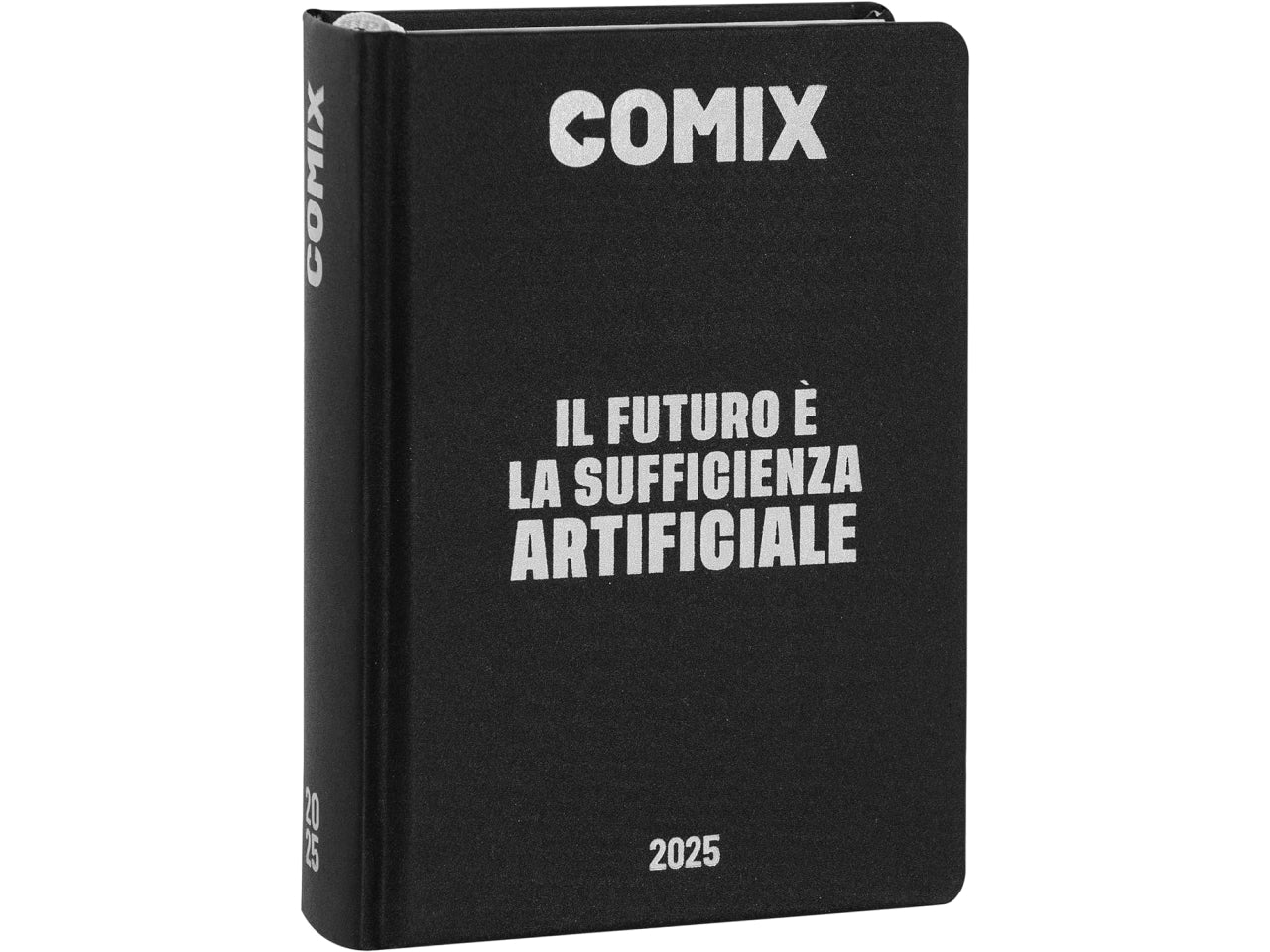 Diario agenda Comix mini 16 mesi con copertina rigida nera e argento, anno 2024/25, 11x15,3 cm