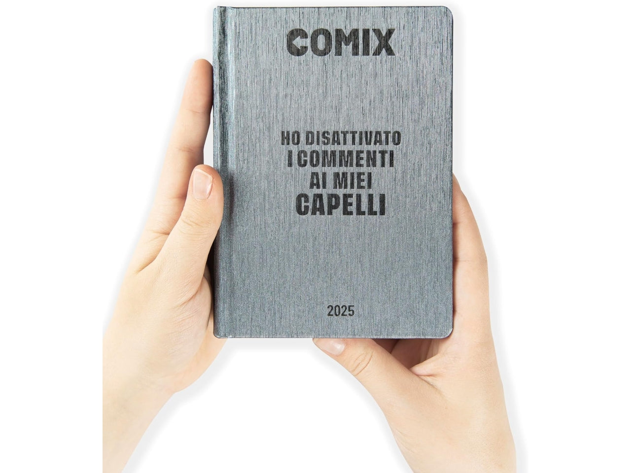 Diario agenda Comix mini 16 mesi con copertina rigida grigio, anno 2024/25, 11x15,3 cm