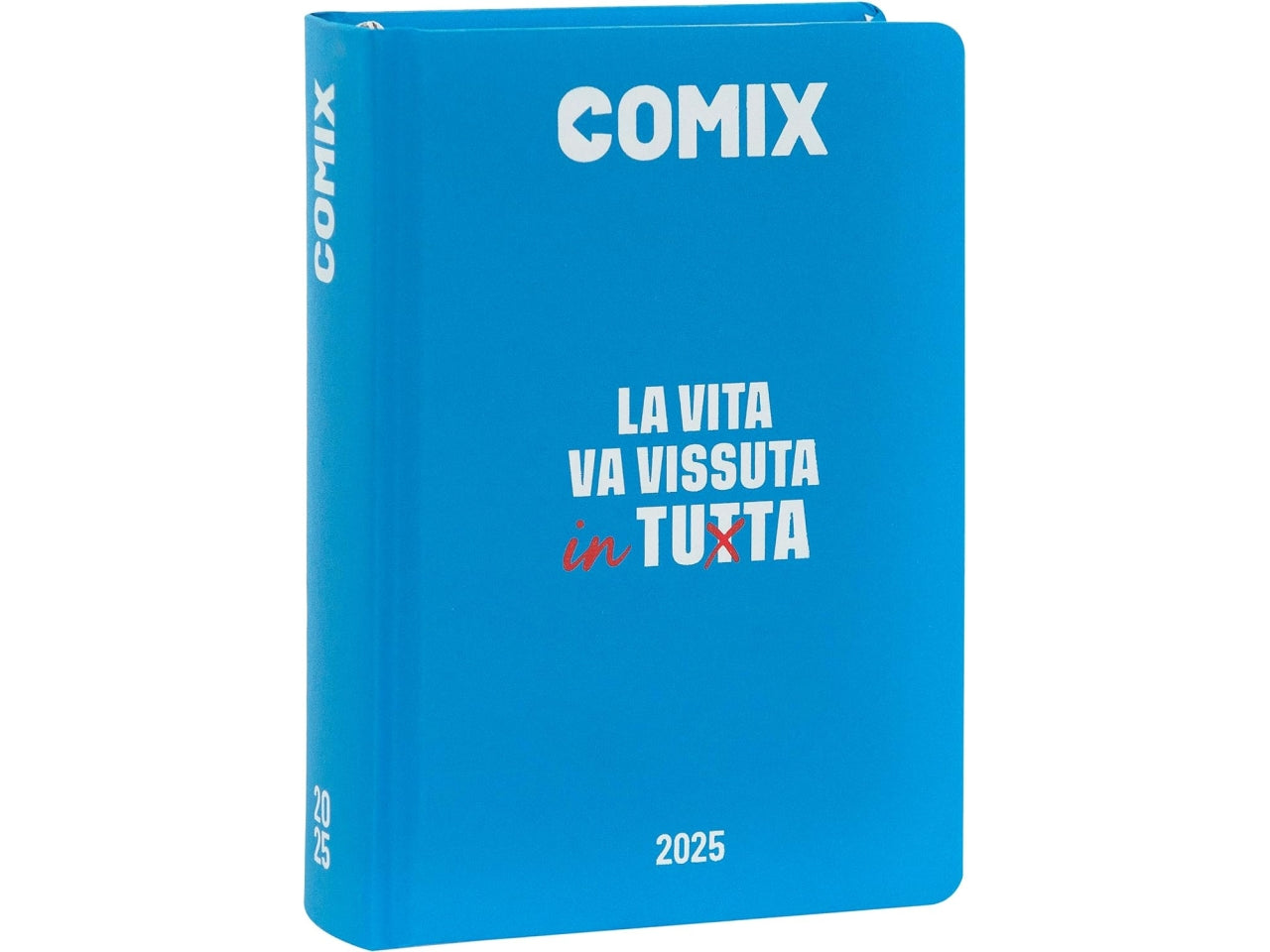 Diario agenda Comix mini 16 mesi con copertina rigida azzurra, anno 2024/25, 11x15,3 cm