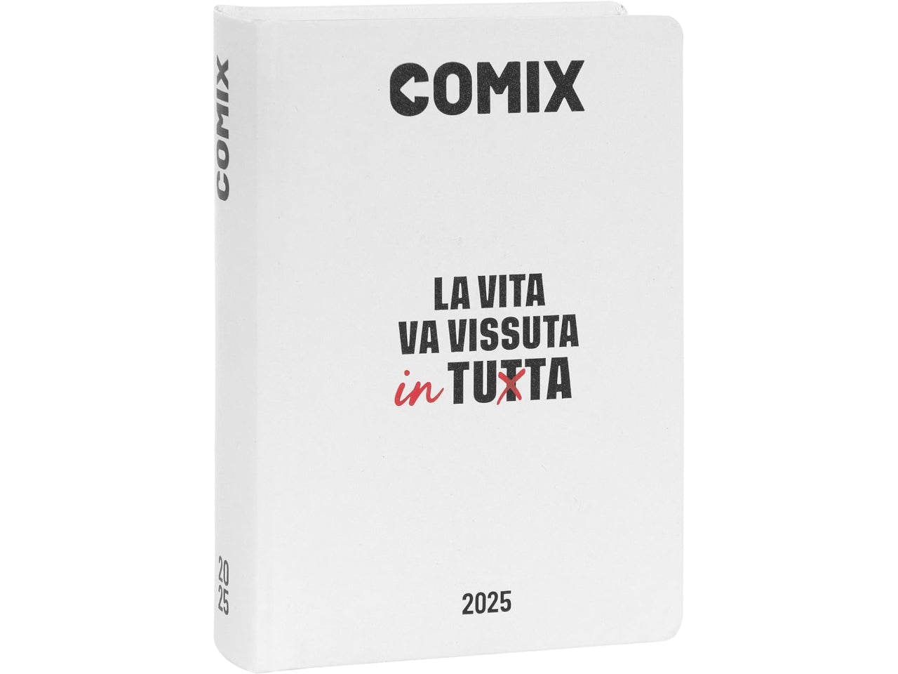 Diario agenda Comix mini 16 mesi con copertina rigida bianca, anno 2024/25, 11x15,3 cm