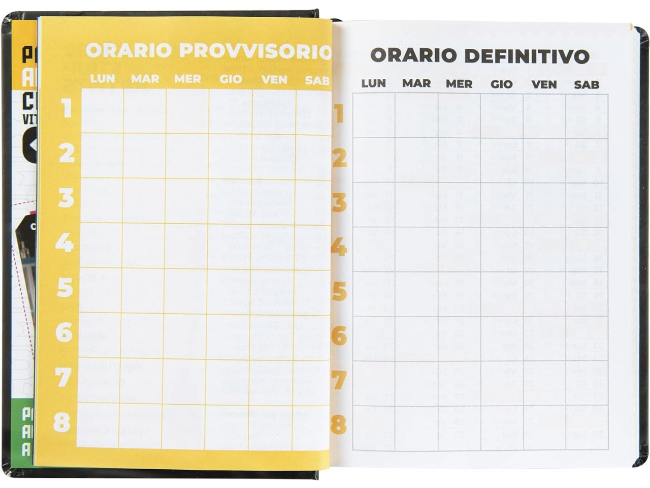 Diario agenda Comix mignon 16 mesi con copertina rigida nera e argento, anno 2024/25, 9x12,5 cm