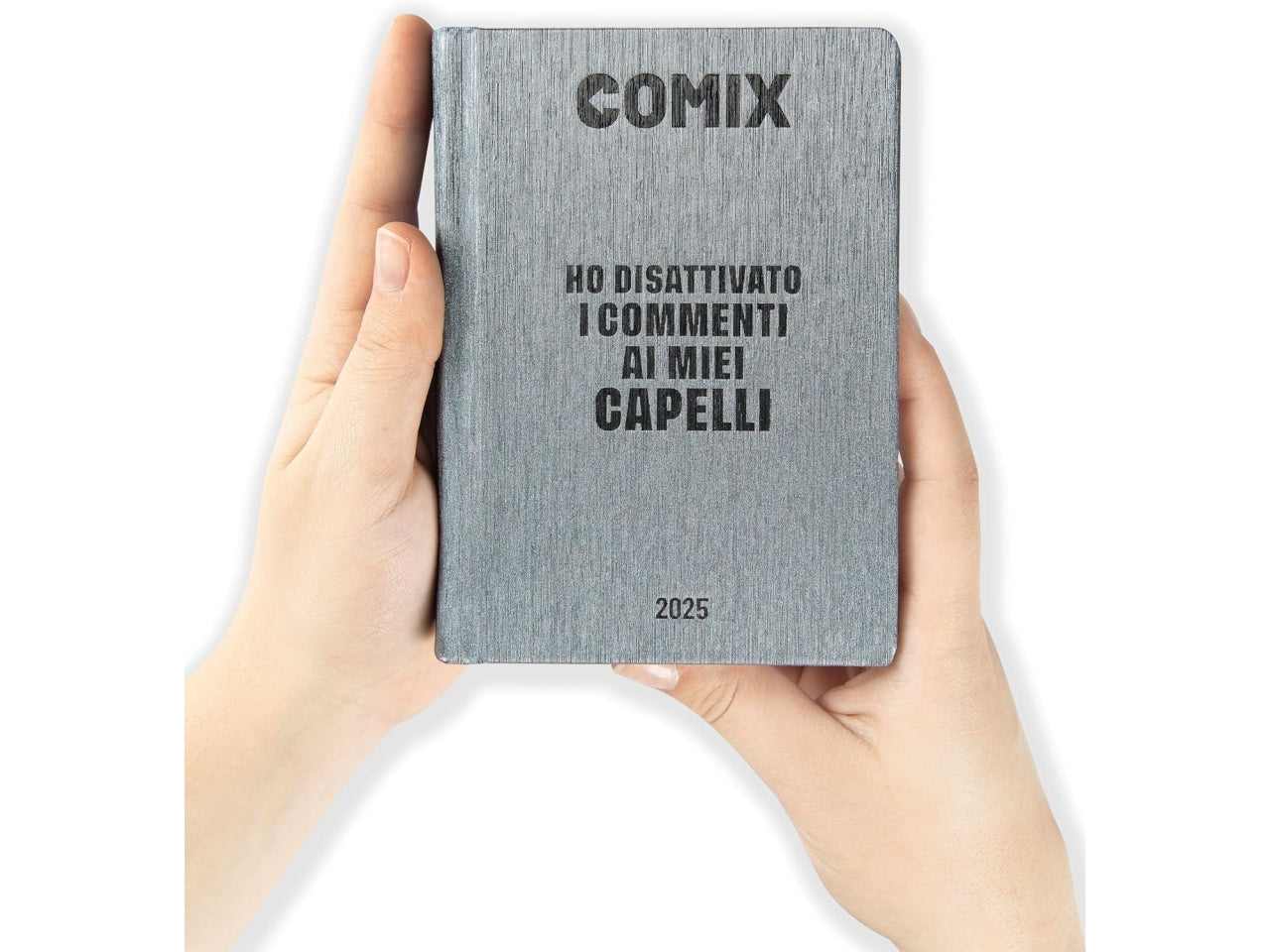 Diario agenda Comix mignon 16 mesi con copertina rigida grigio, anno 2024/25, 9x12,5 cm